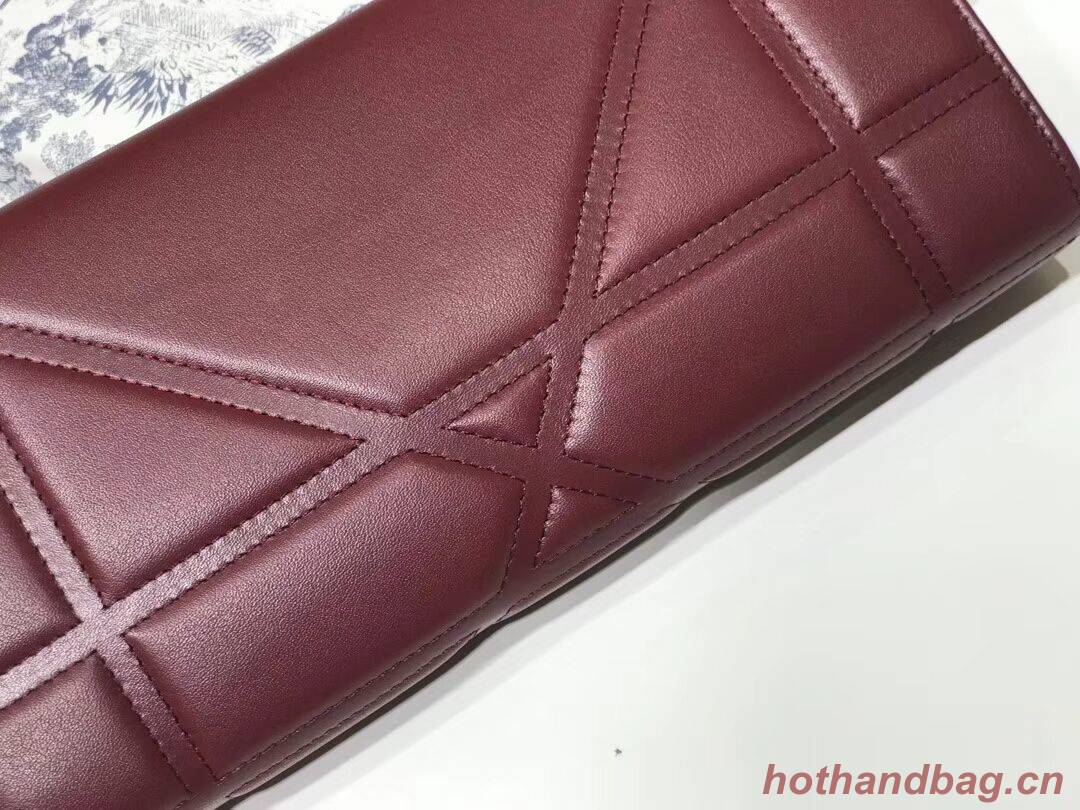 DIOR CLUTCH gold-tone metal C1040A Bordeaux