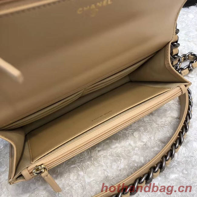 Chanel 19 Classic Sheepskin Leather Chain Wallet AP0957 apricot