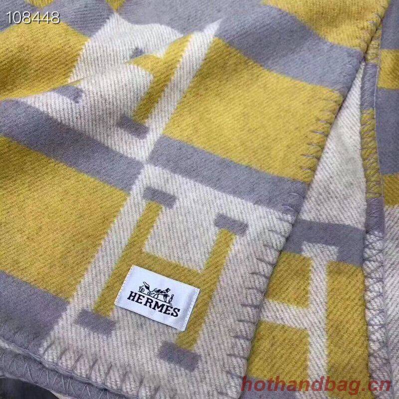 Hermes Lambswool & Cashmere Shawl & Blanket 71152 Yellow