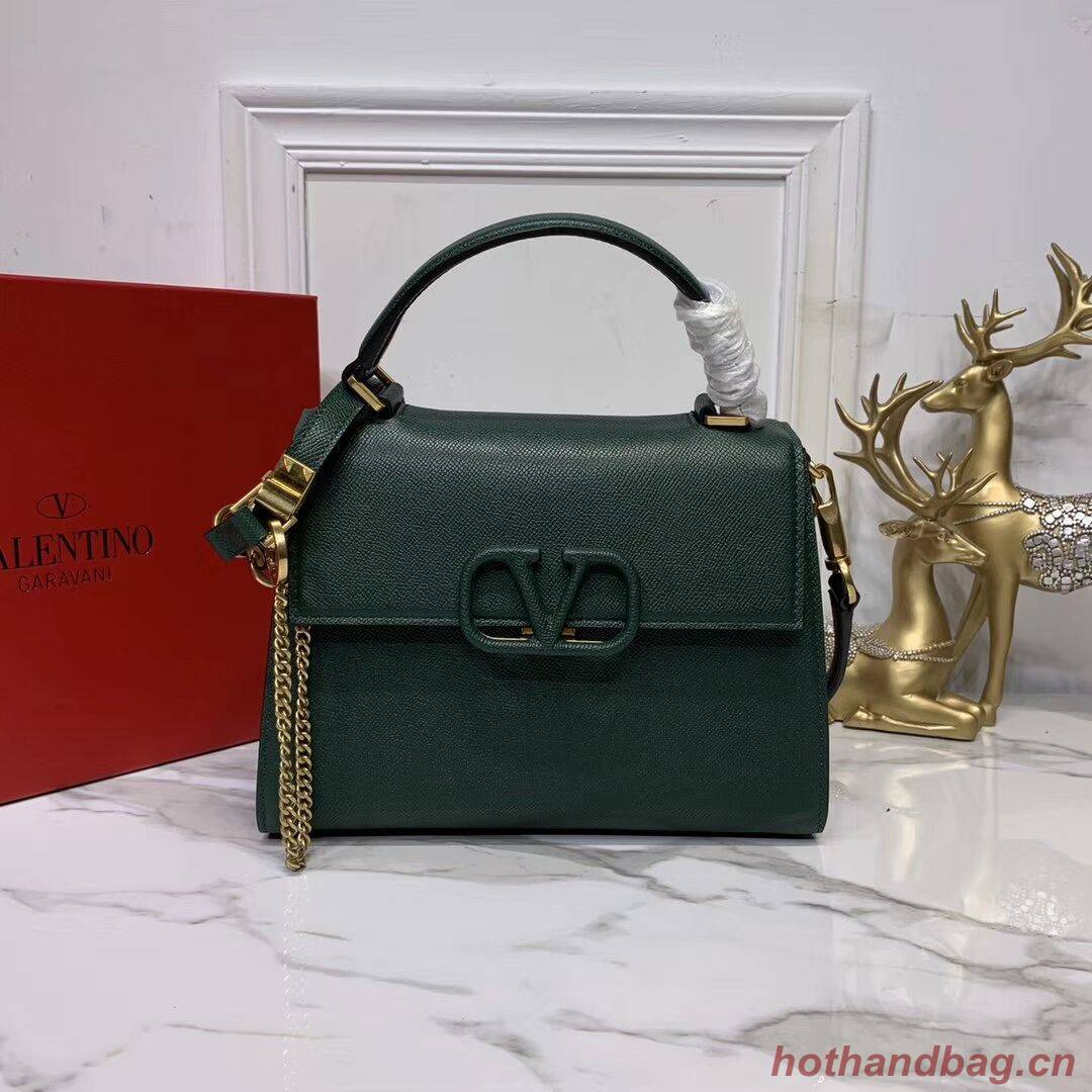 VALENTINO Origianl leather Tote Bag V0025 Blackish green