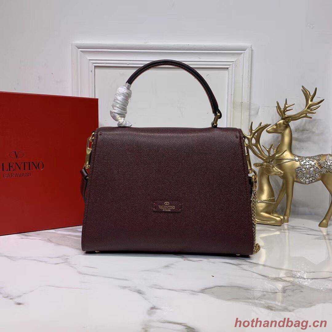 VALENTINO Origianl leather Tote Bag V0025 Burgundy