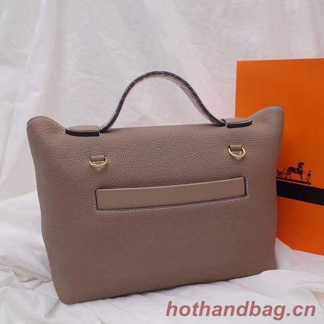 Hermes Kelly togo Leather Tote Bag H2424 grey