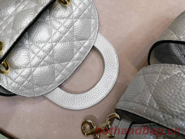 Dior MINI LADY DIOR CALFSKIN BAG M0573 Silvery white