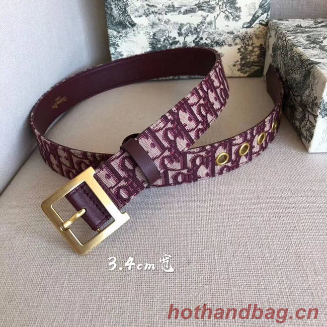 Dior Wide leather belt with 34 mm D4262 Burgundy