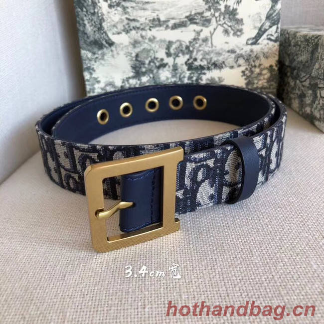 Dior Wide leather belt with 34 mm D4262 Royal Blue