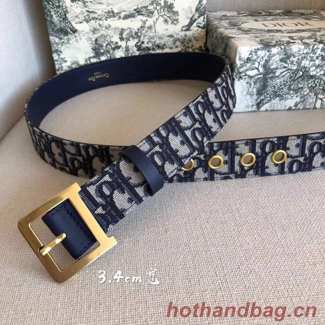 Dior Wide leather belt with 34 mm D4262 Royal Blue