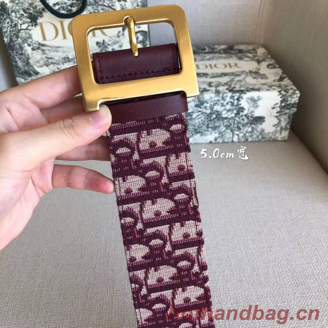 Dior Wide leather belt with 50 mm D4261 Burgundy