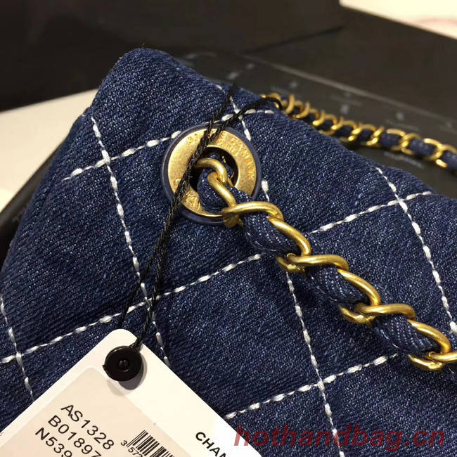 CHANEL Denim flap bag AS1328 blue