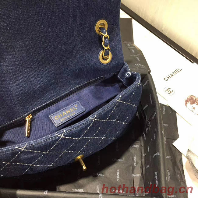 CHANEL Denim flap bag AS1328 blue