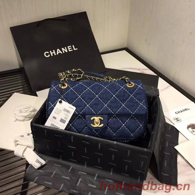 CHANEL Denim flap bag AS1328 blue