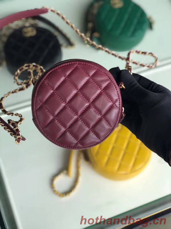 CHANEL Sheepskin Chain packet A0725 Burgundy