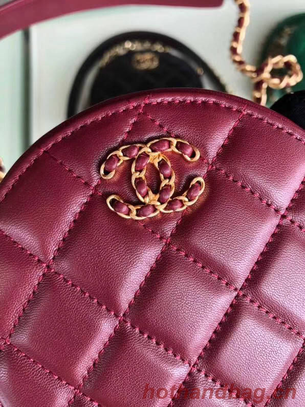 CHANEL Sheepskin Chain packet A0725 Burgundy