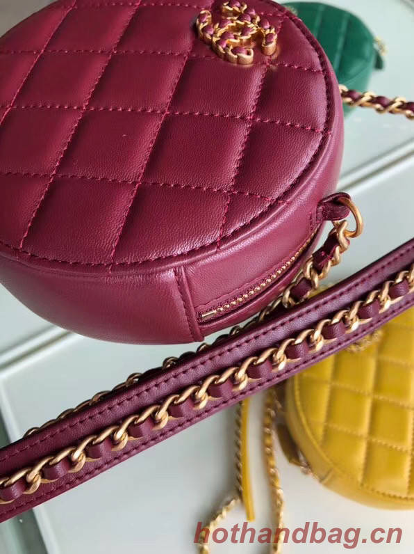 CHANEL Sheepskin Chain packet A0725 Burgundy