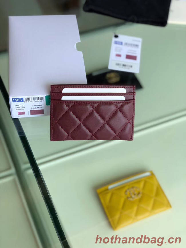 Chanel 19 Card sleeve AP0731 Burgundy