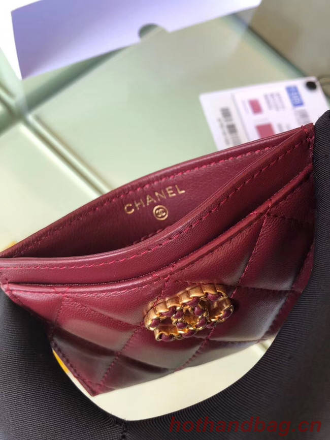 Chanel 19 Card sleeve AP0731 Burgundy