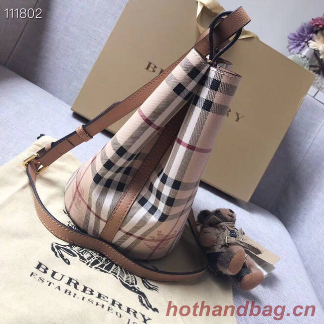 BURBERRY Banner small vintage check and leather tote Bag 1581 brown