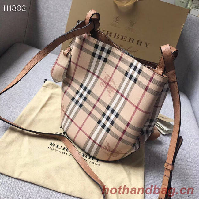 BURBERRY Banner small vintage check and leather tote Bag 1581 brown