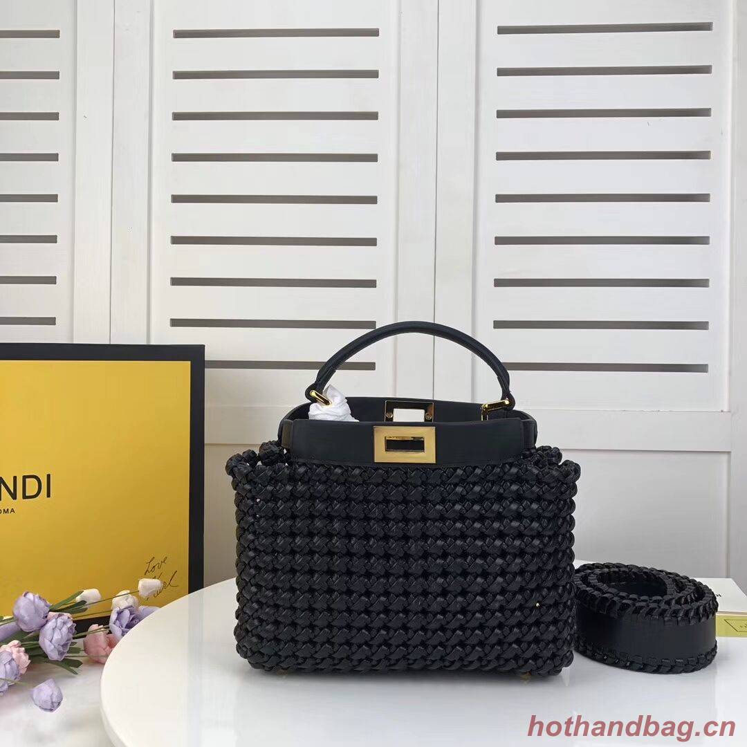 FENDI PEEKABOO ICONIC MINI leather bag 8BN244 black