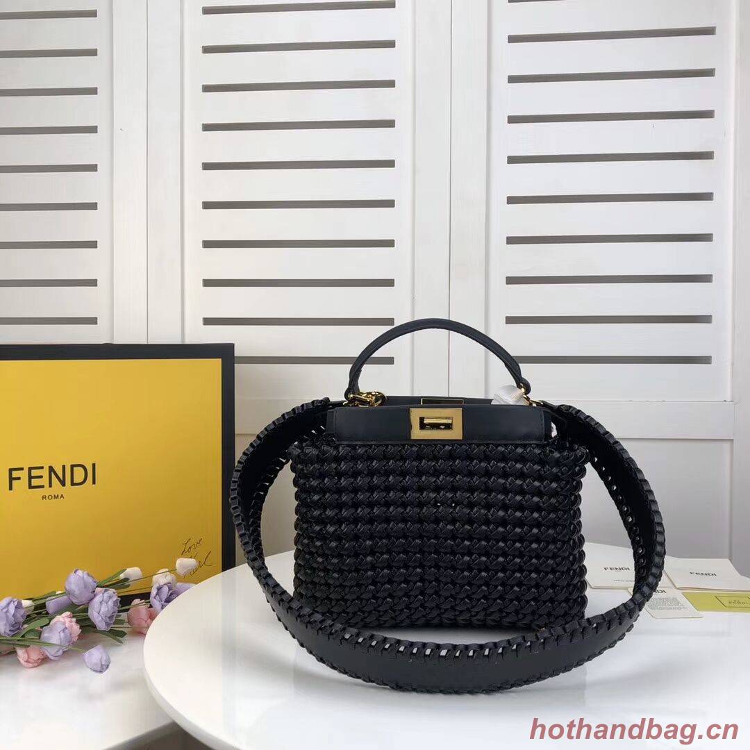 FENDI PEEKABOO ICONIC MINI leather bag 8BN244 black