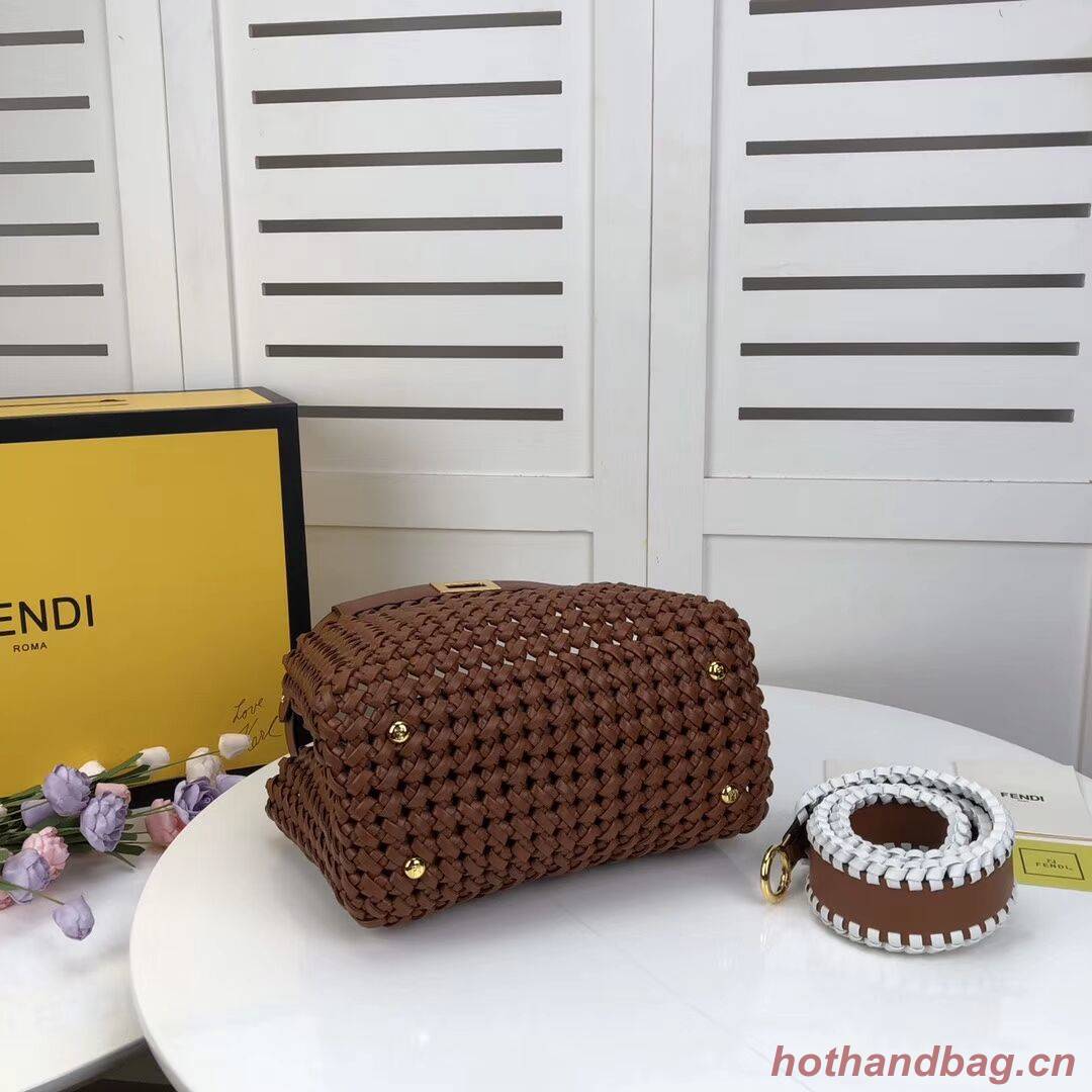 FENDI PEEKABOO ICONIC MINI leather bag 8BN244 brown