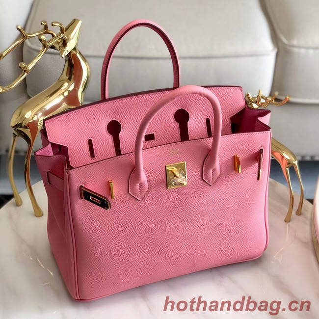 Hermes original Epsom Leather HB35O pink&gold Metal