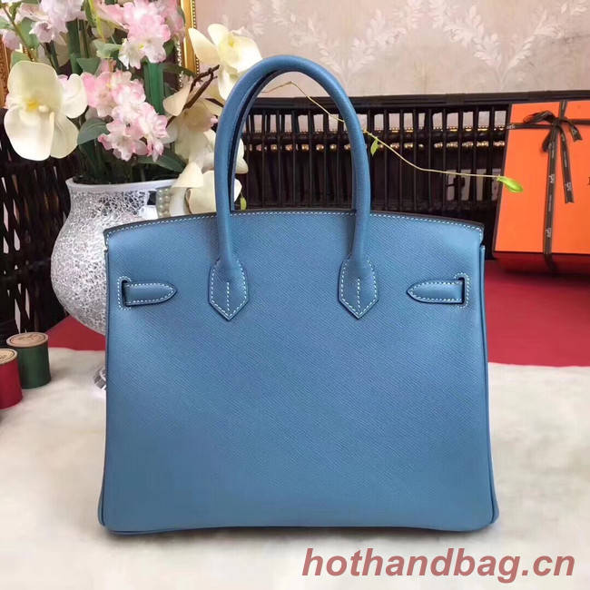 Hermes original Epsom Leather HB35O sky blue&gold Metal