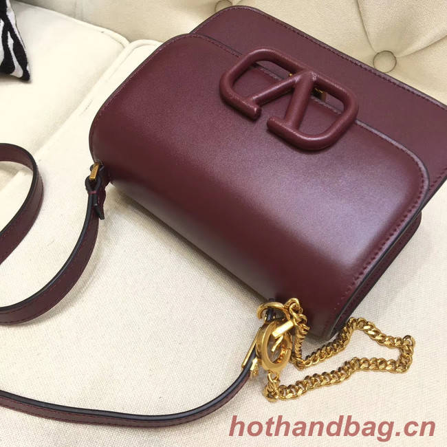 VALENTINO VLOCK Origianl leather shoulder bag 0906 Burgundy