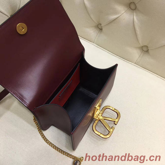 VALENTINO VLOCK Origianl leather shoulder bag 0906 Burgundy