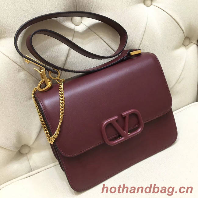 VALENTINO VLOCK Origianl leather shoulder bag 0908 Burgundy