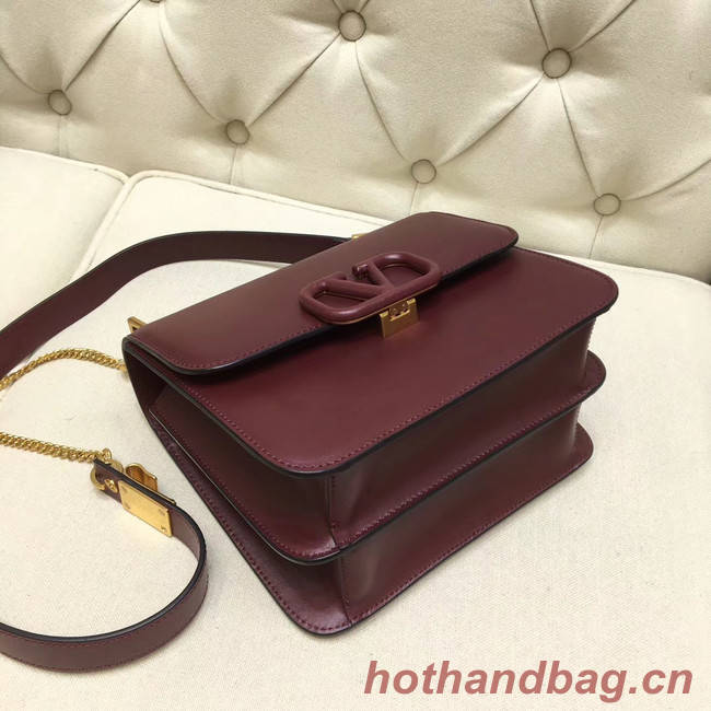 VALENTINO VLOCK Origianl leather shoulder bag 0908 Burgundy