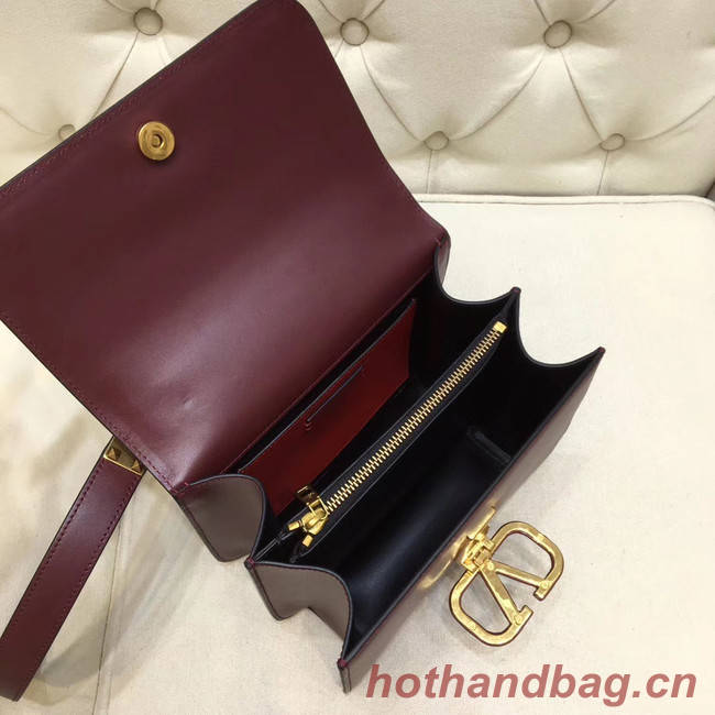 VALENTINO VLOCK Origianl leather shoulder bag 0908 Burgundy