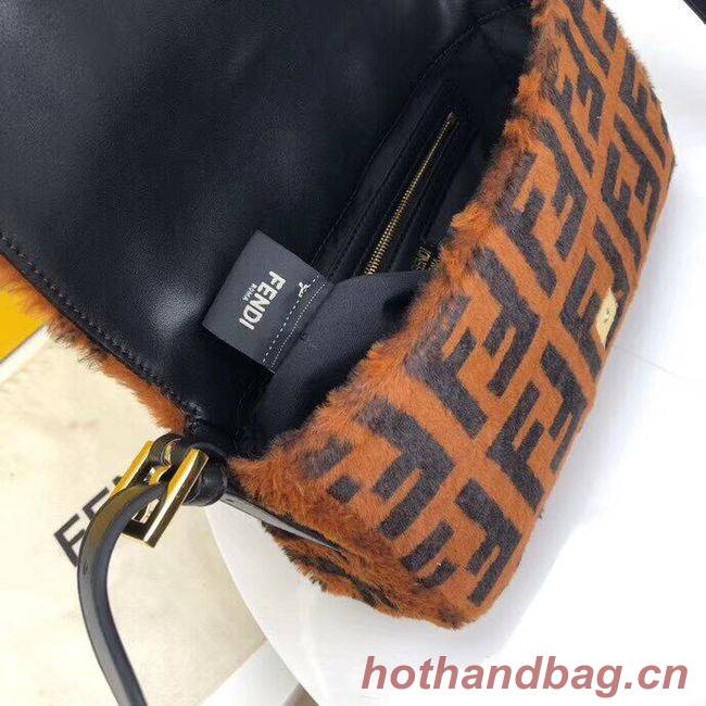 Fendi BAGUETTE Brown mink bag BR771A9 Brown