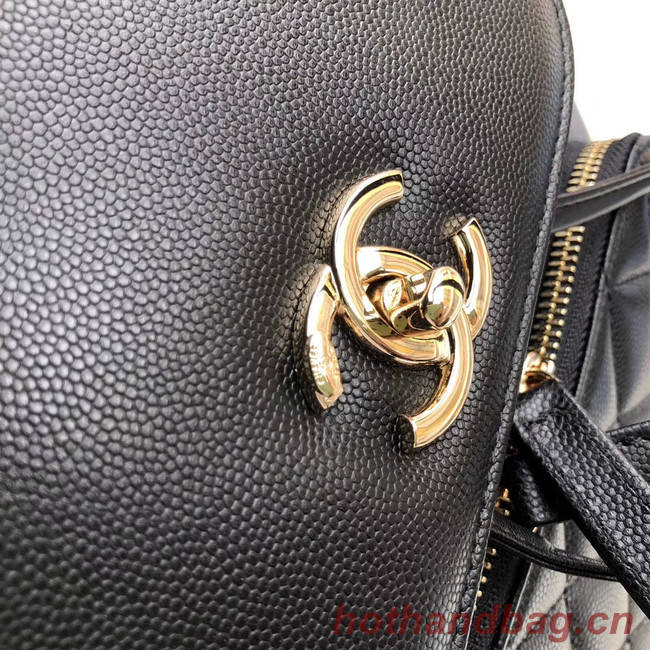 Chanel backpack Grained Calfskin & Gold-Tone Metal A57571 black