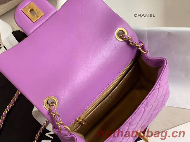 Chanel MINI Flap Bag Original Sheepskin Leather AS1786 purple