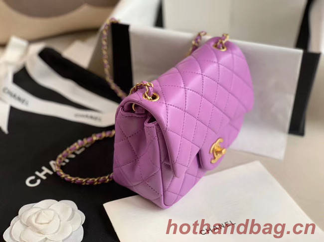 Chanel MINI Flap Bag Original Sheepskin Leather AS1786 purple