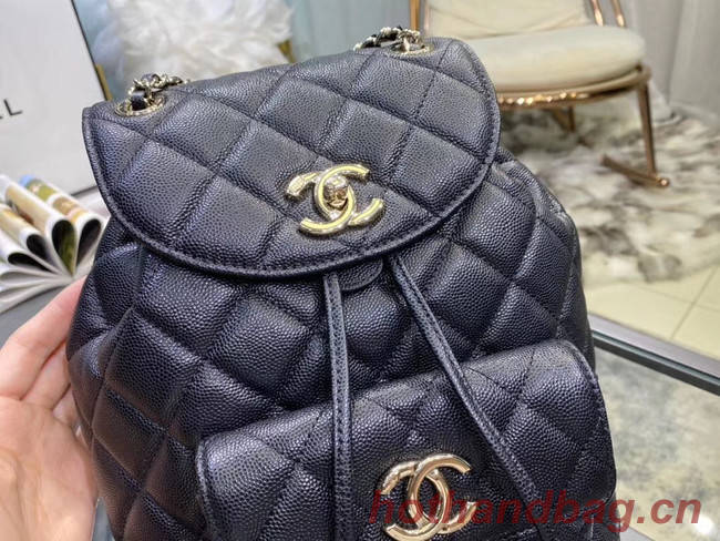 Chanel backpack Grained Calfskin & Gold-Tone Metal AS1371 black