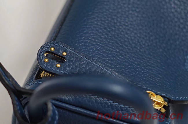 Hermes mini Lindy Togo Leather Bag LD19 blue&gold-Tone Metal