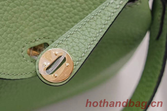 Hermes mini Lindy Togo Leather Bag LD19 green&gold-Tone Metal