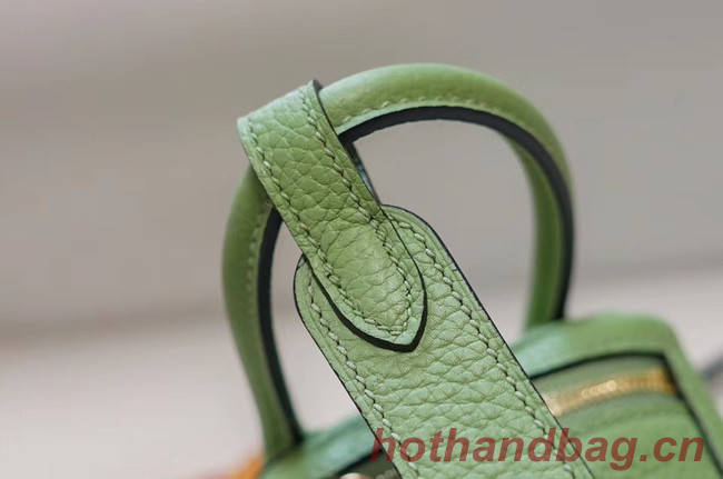 Hermes mini Lindy Togo Leather Bag LD19 green&gold-Tone Metal