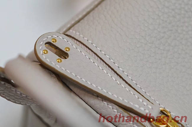 Hermes mini Lindy Togo Leather Bag LD19 grey&gold-Tone Metal