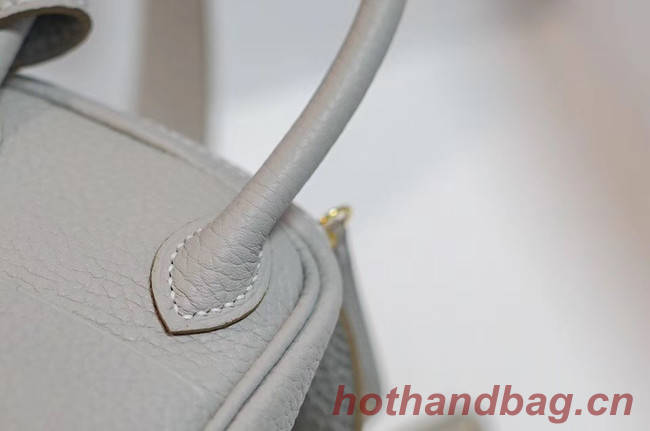 Hermes mini Lindy Togo Leather Bag LD19 grey&gold-Tone Metal