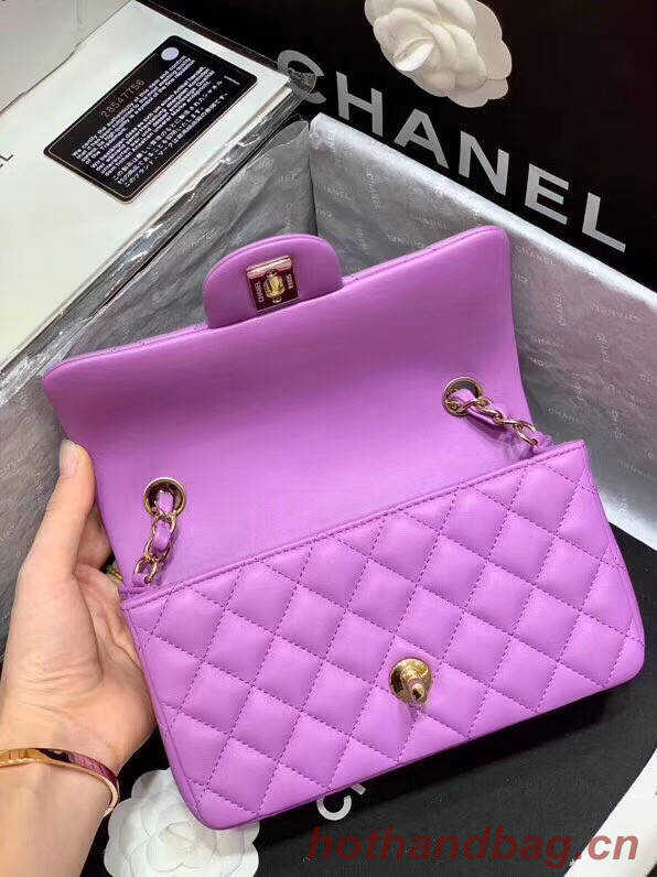 Chanel MINI Flap Bag Original Sheepskin Leather 1116 Lavender & Gold-Tone Metal