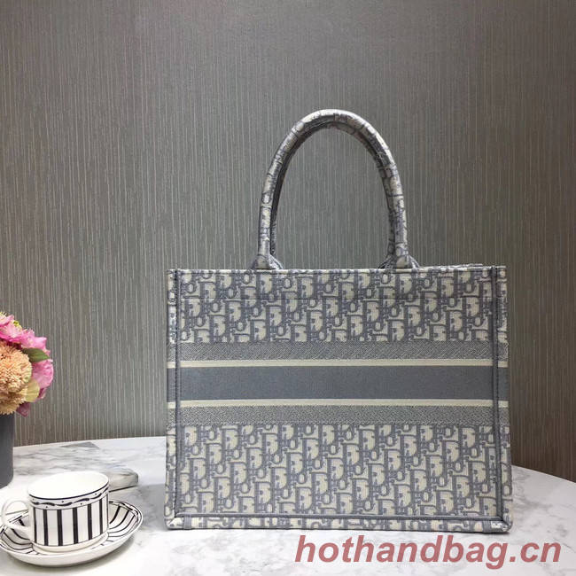 DIOR BOOK TOTE BAG IN EMBROIDERED CANVAS C1286-3 grey