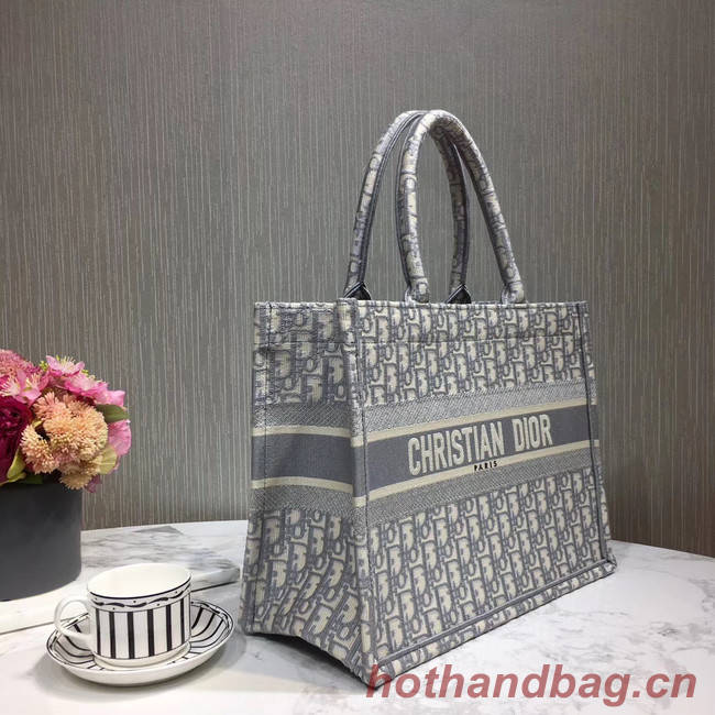 DIOR BOOK TOTE BAG IN EMBROIDERED CANVAS C1286-3 grey