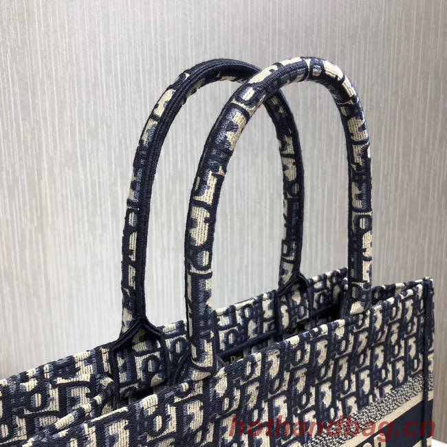 DIOR BOOK TOTE BAG IN EMBROIDERED CANVAS C1286-1 Navy