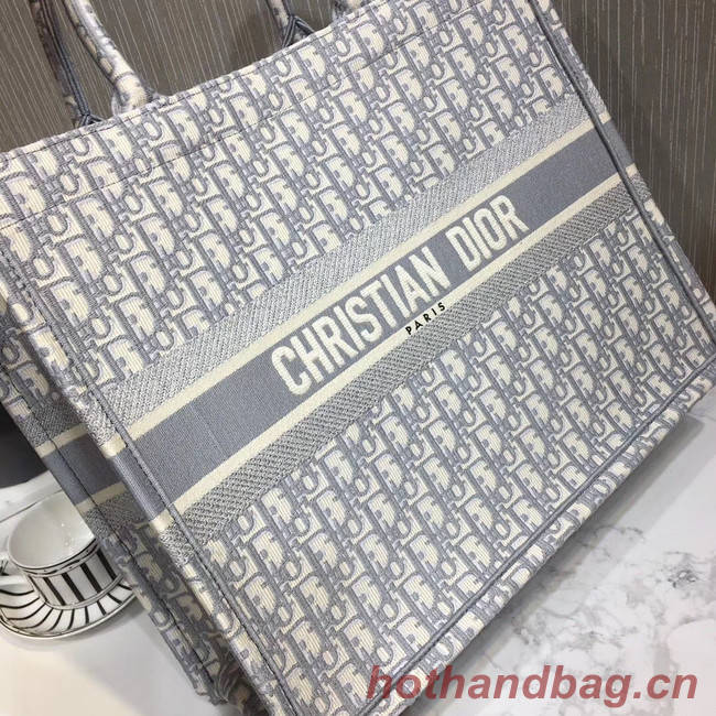 DIOR BOOK TOTE EMBROIDERED CANVAS BAG M1287-9 grey