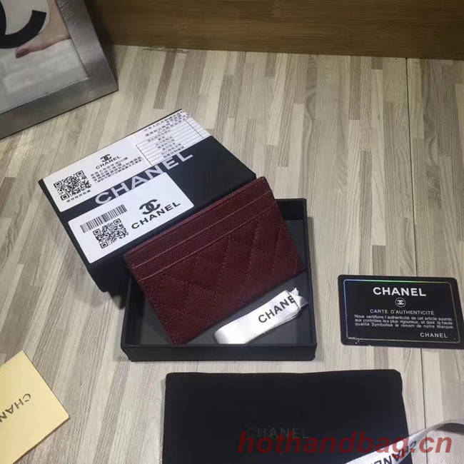 Chanel classic card holder Grained Calfskin & Gold-Tone Metal 84430 Burgundy