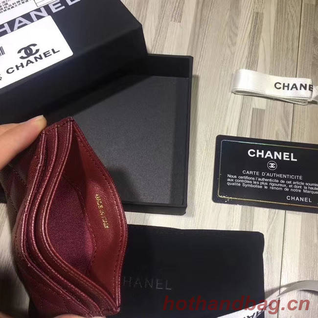 Chanel classic card holder Grained Calfskin & Gold-Tone Metal 84430 Burgundy