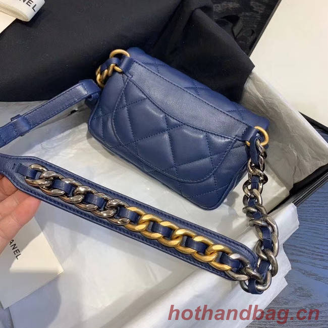 Chanel 19 Bodypack Sheepskin Leather AS1163 dark blue