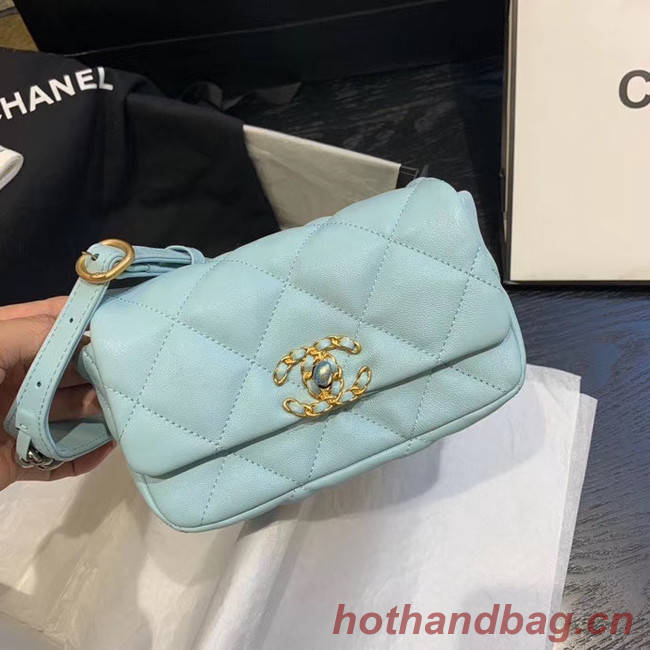 Chanel 19 Bodypack Sheepskin Leather AS1163 sky blue